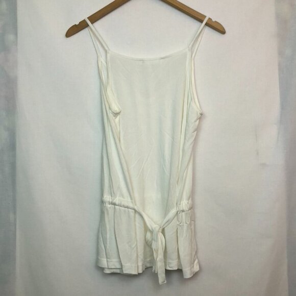 LUSH Front Drawstring Cami Solid Cream Ivory Bow Sleeveless Modal Rayon Tank Top - Picture 6 of 8